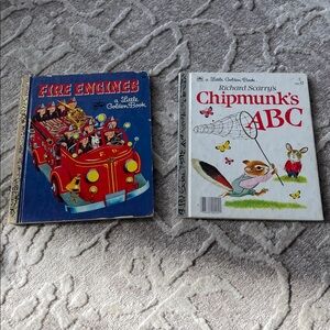 A Little Golden Book Bundle Fire Engines & Chipmunks ABC Vintage Classics
